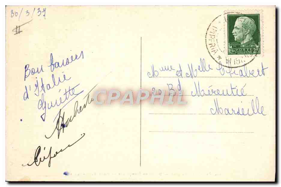 Frontière italienne — Douanes françaises — Pont Saint-Louis — Craphil 123 — Verso