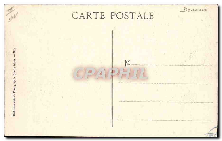 CPA Douanes Menton Pont Saint Louis Frontiere franco italienne Douaniers francais gendarmes italiens  — Verso