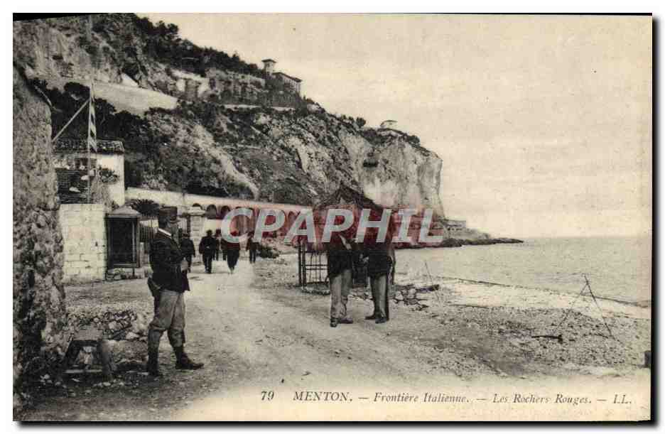 CPA Douanes Menton Frontiere italienne Les rochers rouges