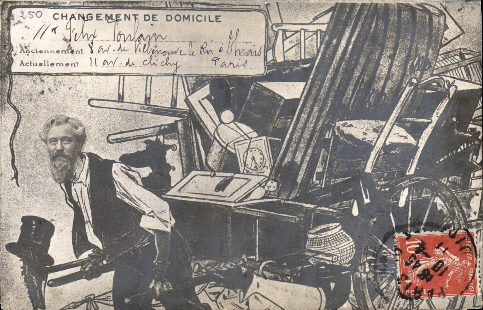 CPA Changement de domicile Avenue de Clichy Paris 
