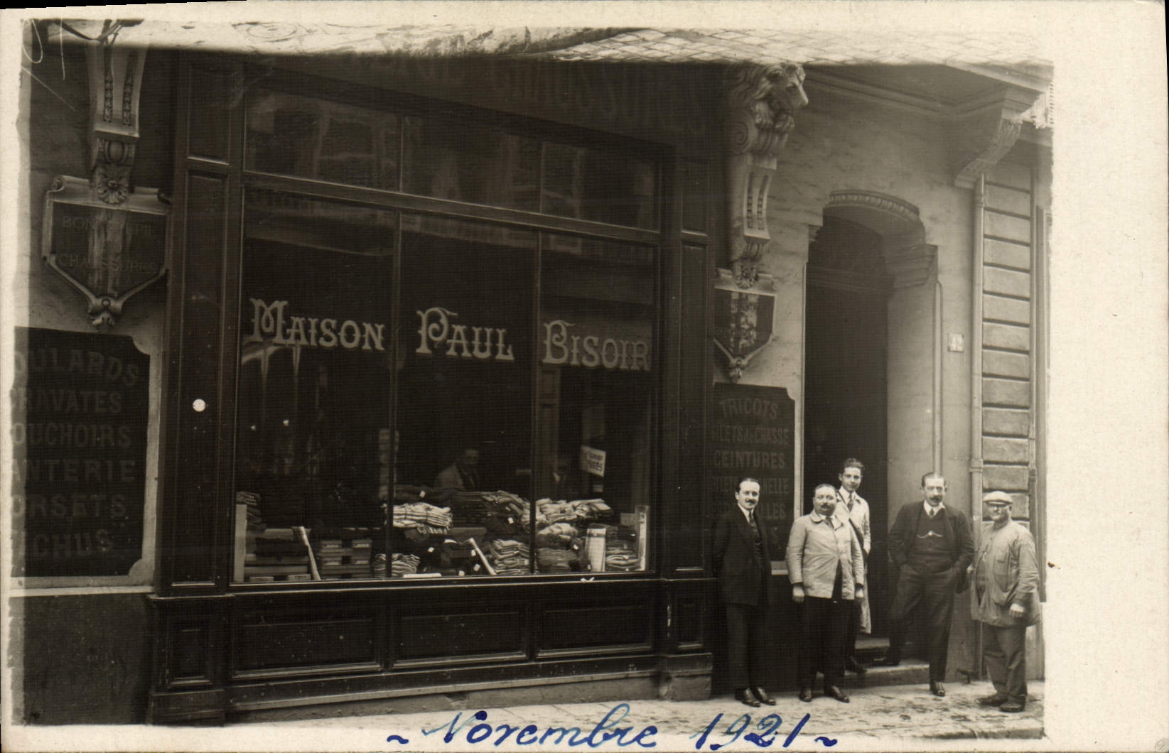 CARTE PHOTO Maison Paul Bisoir 1921