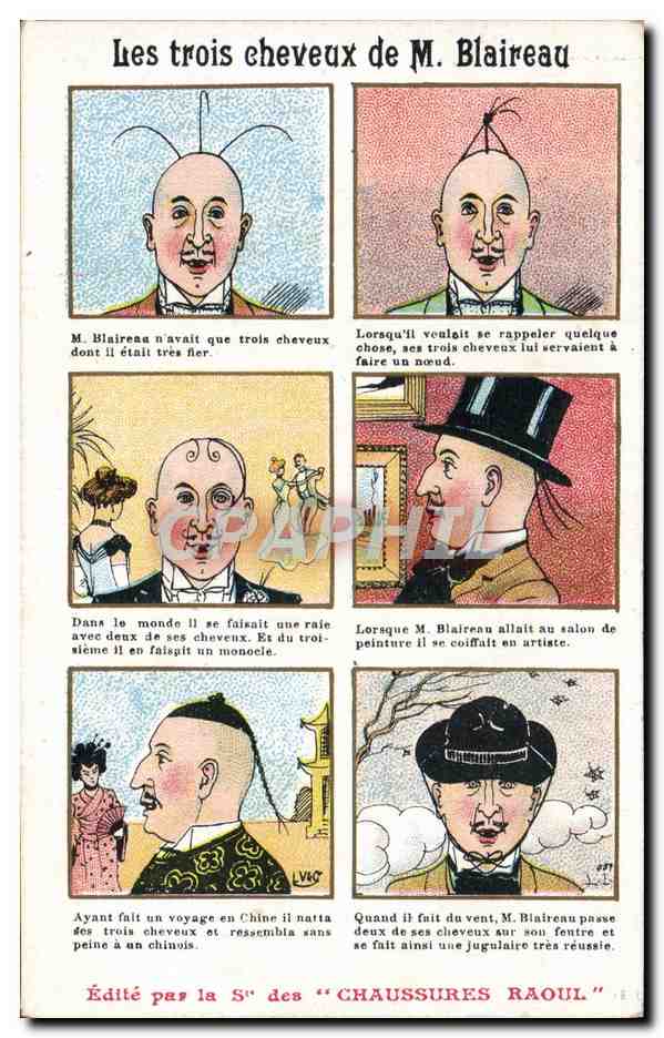 Die drei Haare von Herrn Blaireau — humorvoller Comic — veröffentlicht von S. des « Chaussures Raoul »