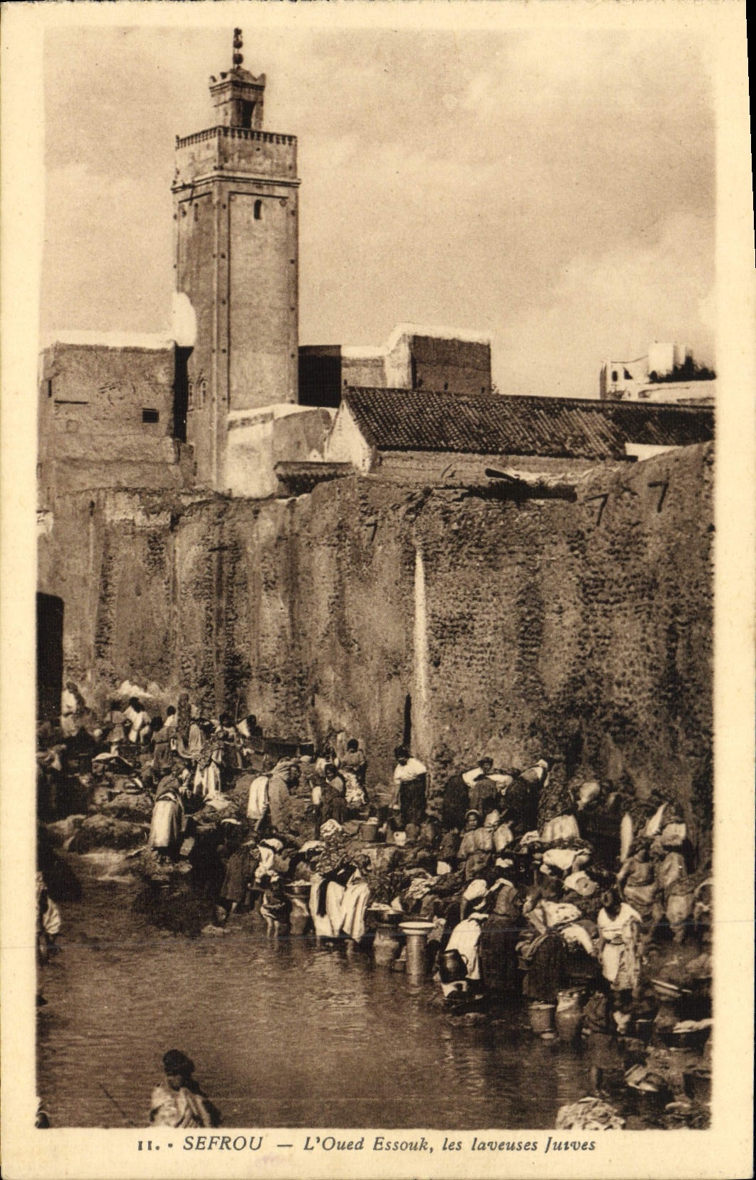 CPA Judaica Juif Judaïca Sefrou L'oued Essouk les laveuses Juives