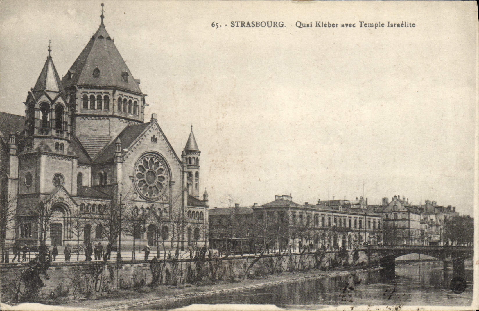 CPA Judaica Juif Judaïca Strasbourg Quai Kleber ave temple israelite 