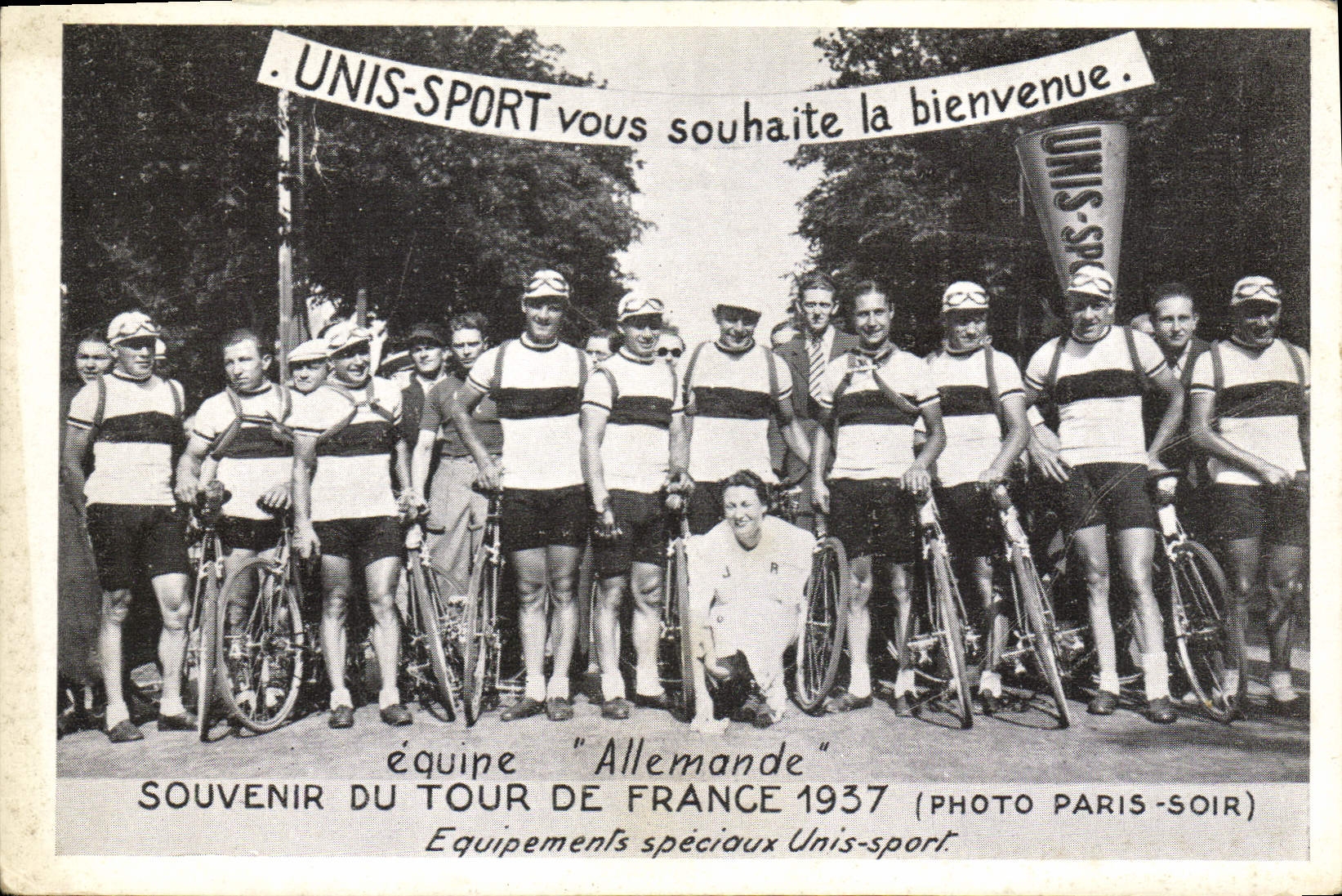 Équipe 'Allemande' — Souvenir du Tour de France 1937 — Photo Paris-Soir et publicité Unis-Sport