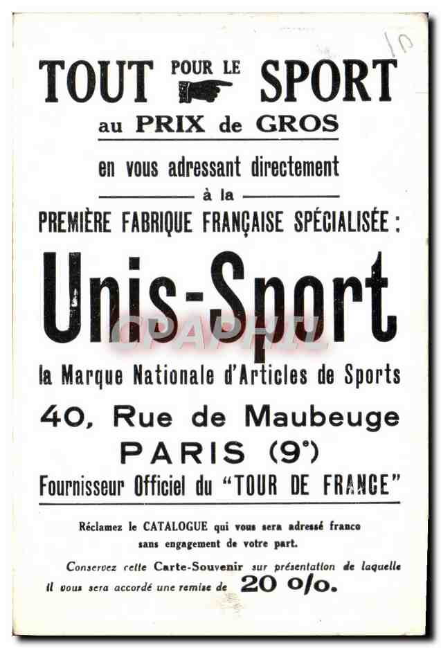 Équipe 'Allemande' — Souvenir du Tour de France 1937 — Photo Paris-Soir et publicité Unis-Sport — Reverso