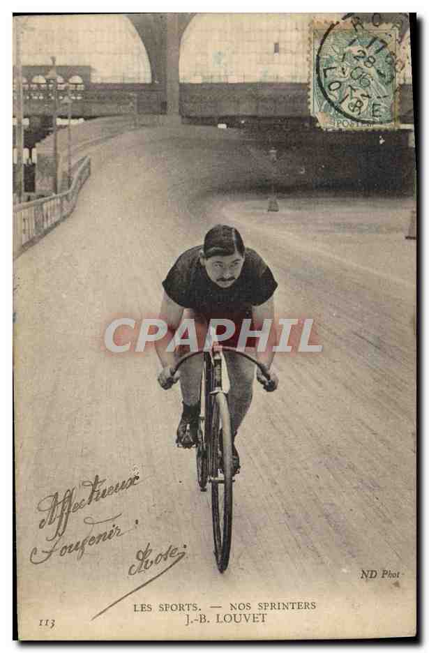 Cycliste sur piste — Les Sports — Nos Sprinters — J.-B. Louvet