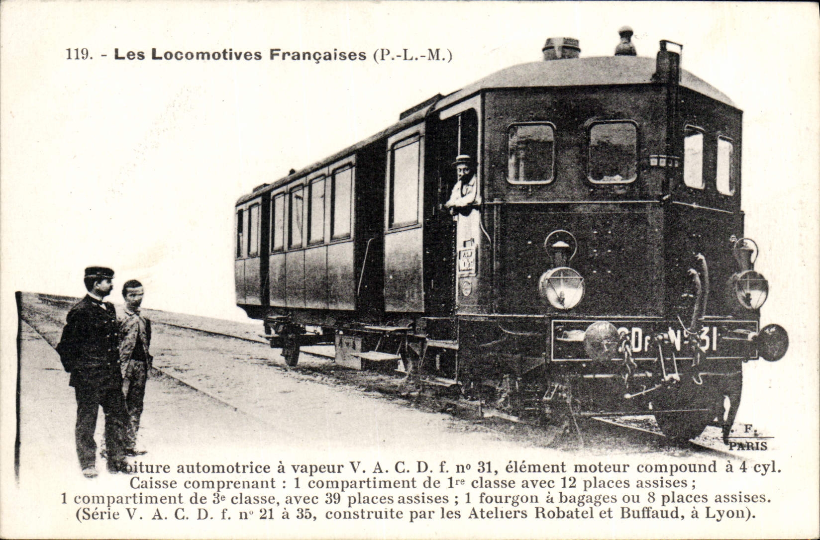 CPA Train Locomotive Voiture automotrice a vapeur VACD 