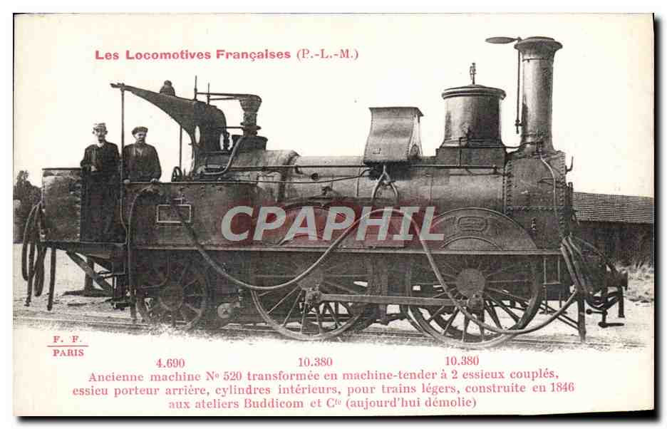 CPA Train Locomotive Ancienne machine 520