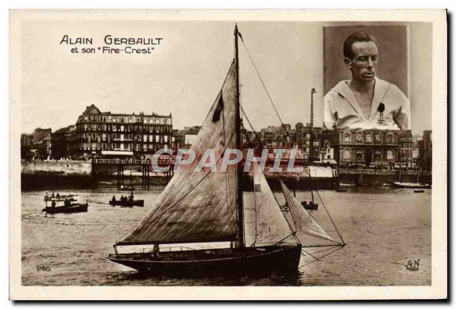 CPA Bateau Voilier Alin Gerbault sur son Fire Crest 