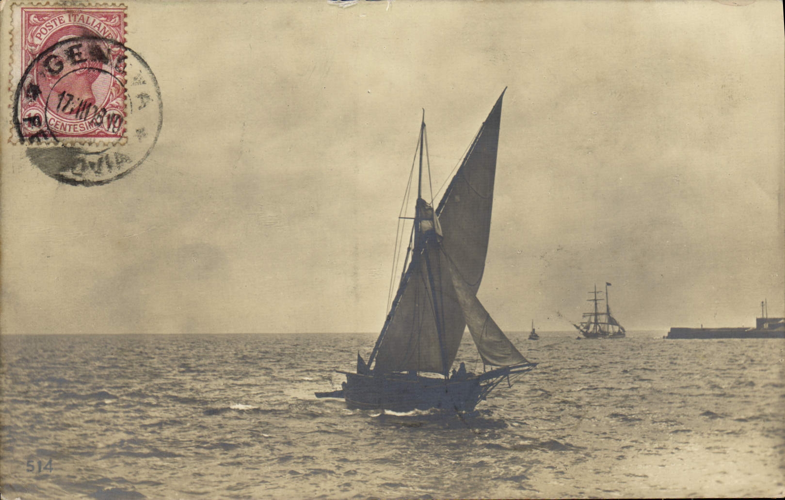 CARTE PHOTO Genes Genoa Bateau Voilier 
