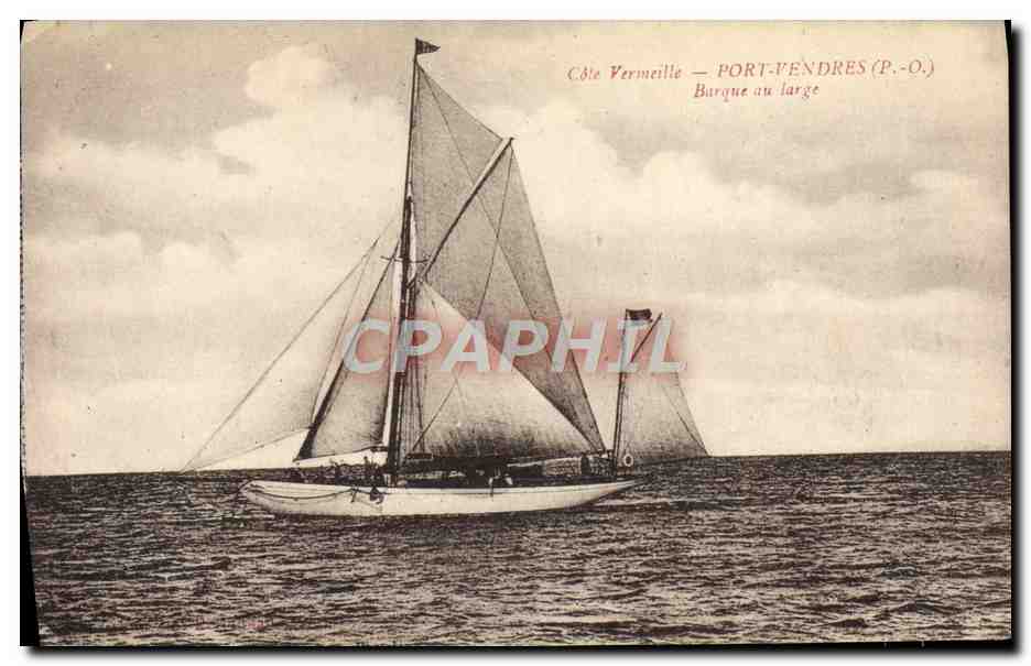CPA Bateau Voilier Port Vendres Barque au large 