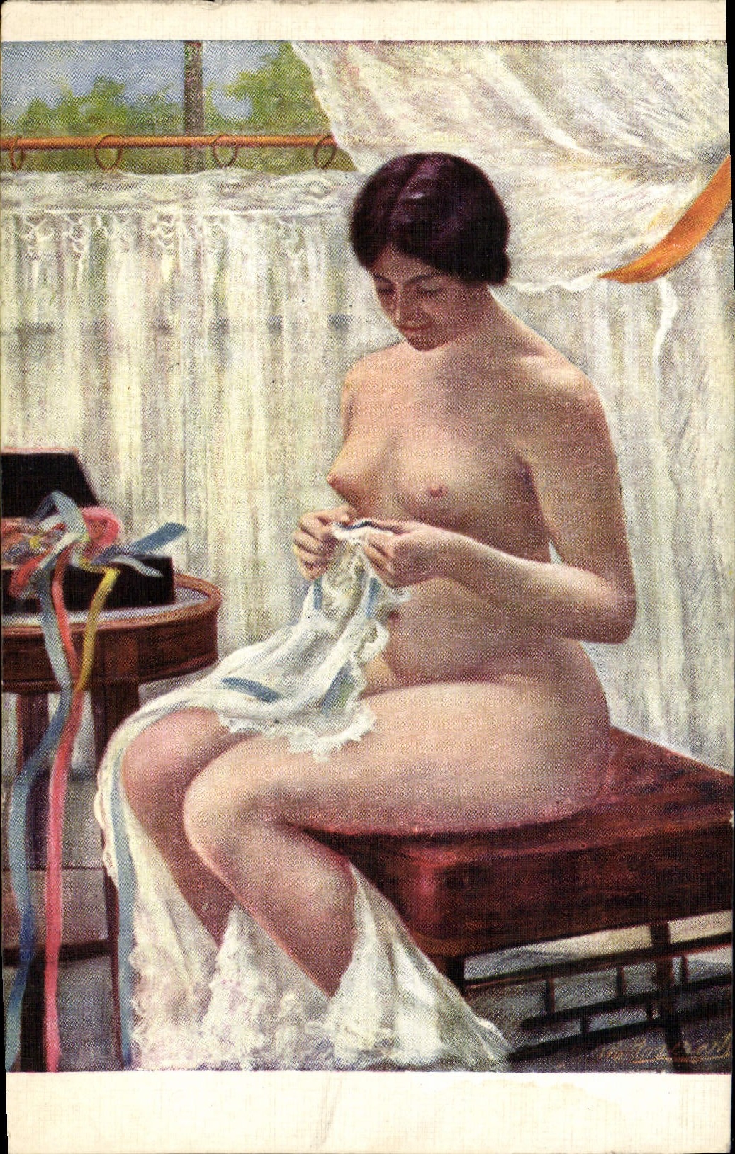 La femme aux rubans — Mlle M. Everart — Salon de Paris, n° 1058