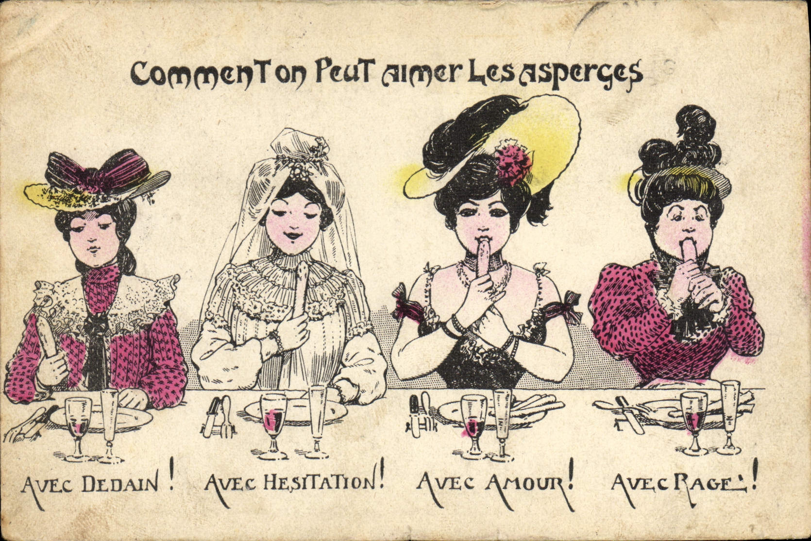 CPA Femme Nu erotique Comment on peut aimer les asperges 
