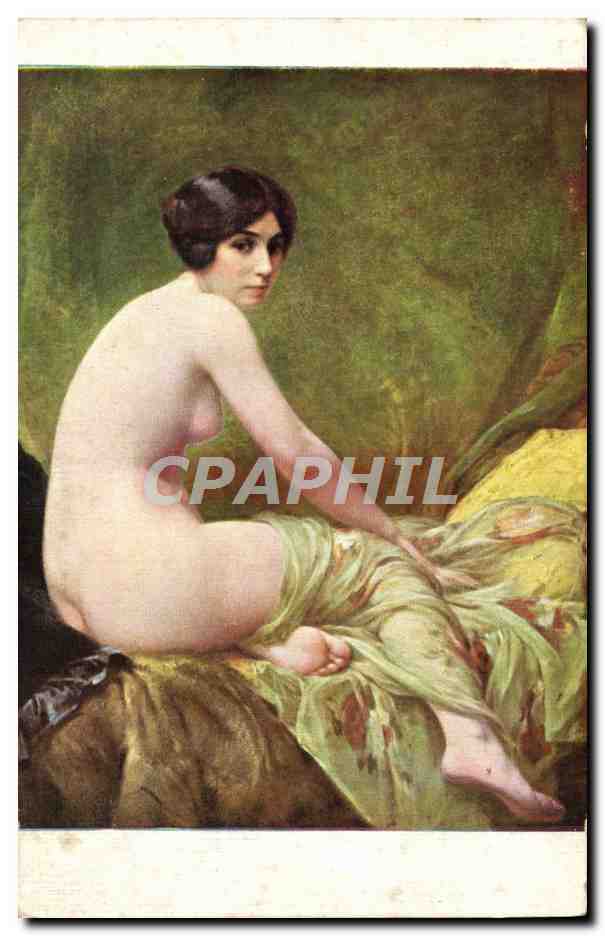 Nackte junge Frau sitzend — Malerei — Verlag A. PENDOT, Nr. 931