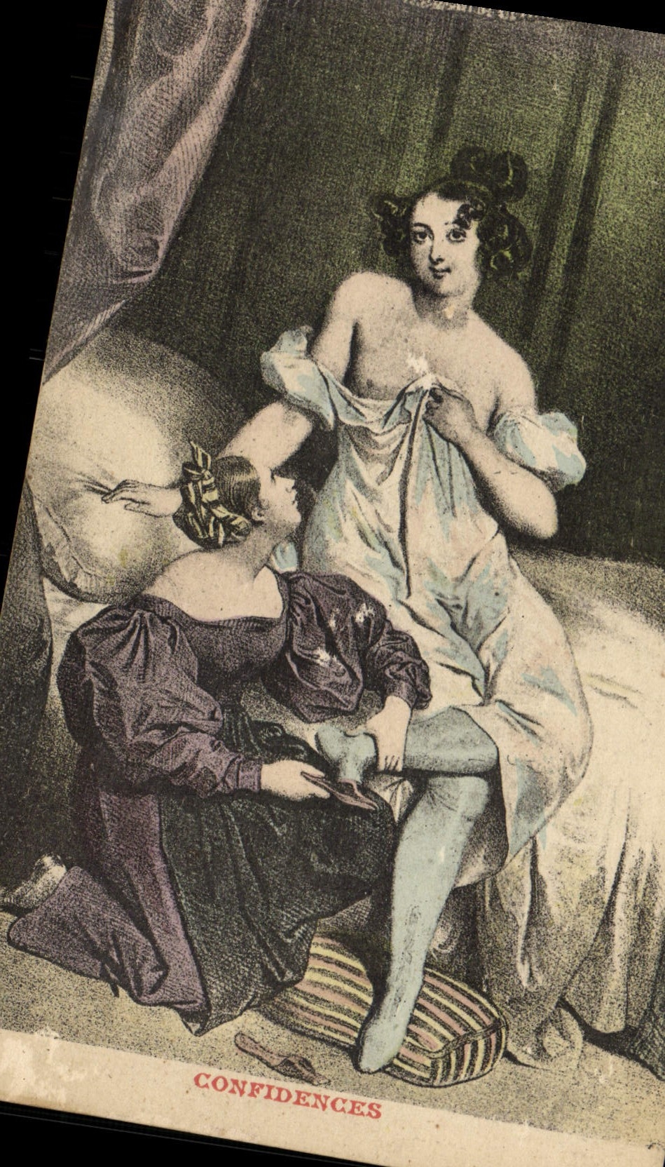 CPA Femme Nu erotique Confidences