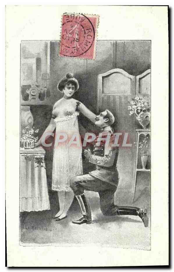 Soldado en busca de esposa — escena interior — editor Léon Révéne, número de serie no visible