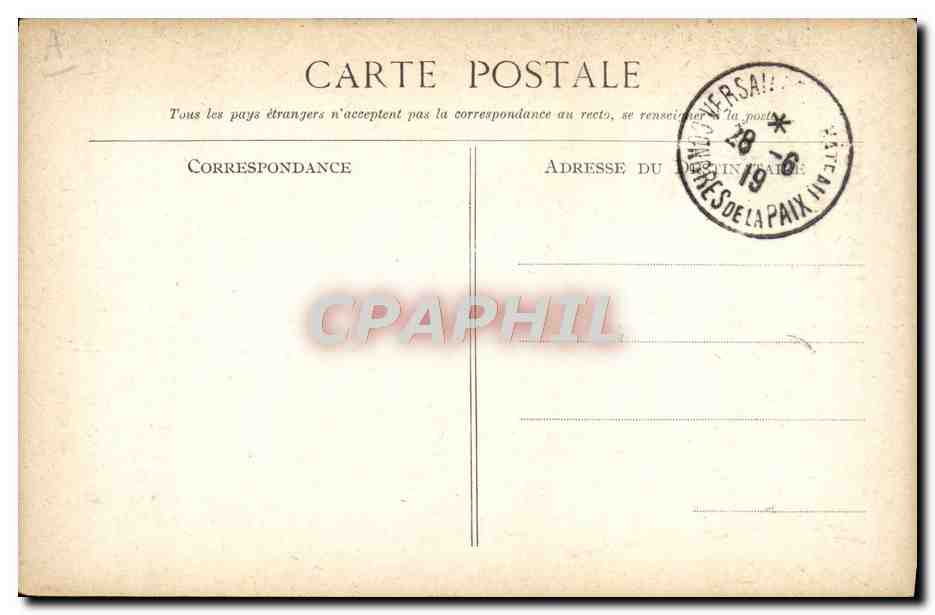 Overhandiging van de Orde van de Legioen van Eer aan het vlaggenstok van de Tirailleurs Sénégalais — Revue des Troupes, Longchamps 1913 — uitgever Lecig, Mathorel et Cie Bernard — Achterkant