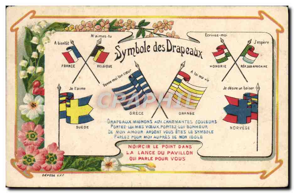 CPA Militaria Symbole des drapeaux France Belgique Suede Grece Orange Norvege 