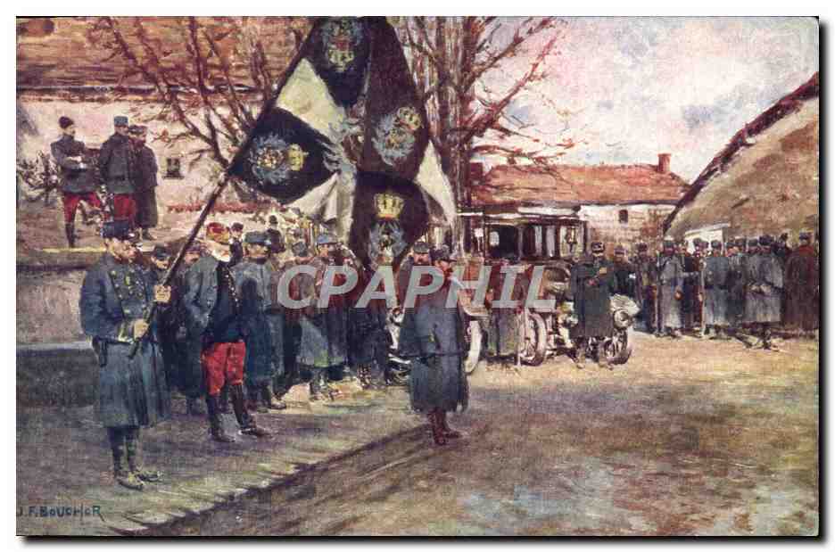 CPA Militaria Drapeau allemand du 87eme regiment d'infanterie de reserve