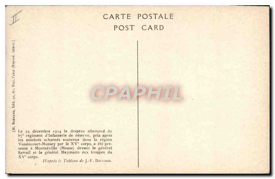 CPA Militaria Drapeau allemand du 87eme regiment d'infanterie de reserve — Rückseite
