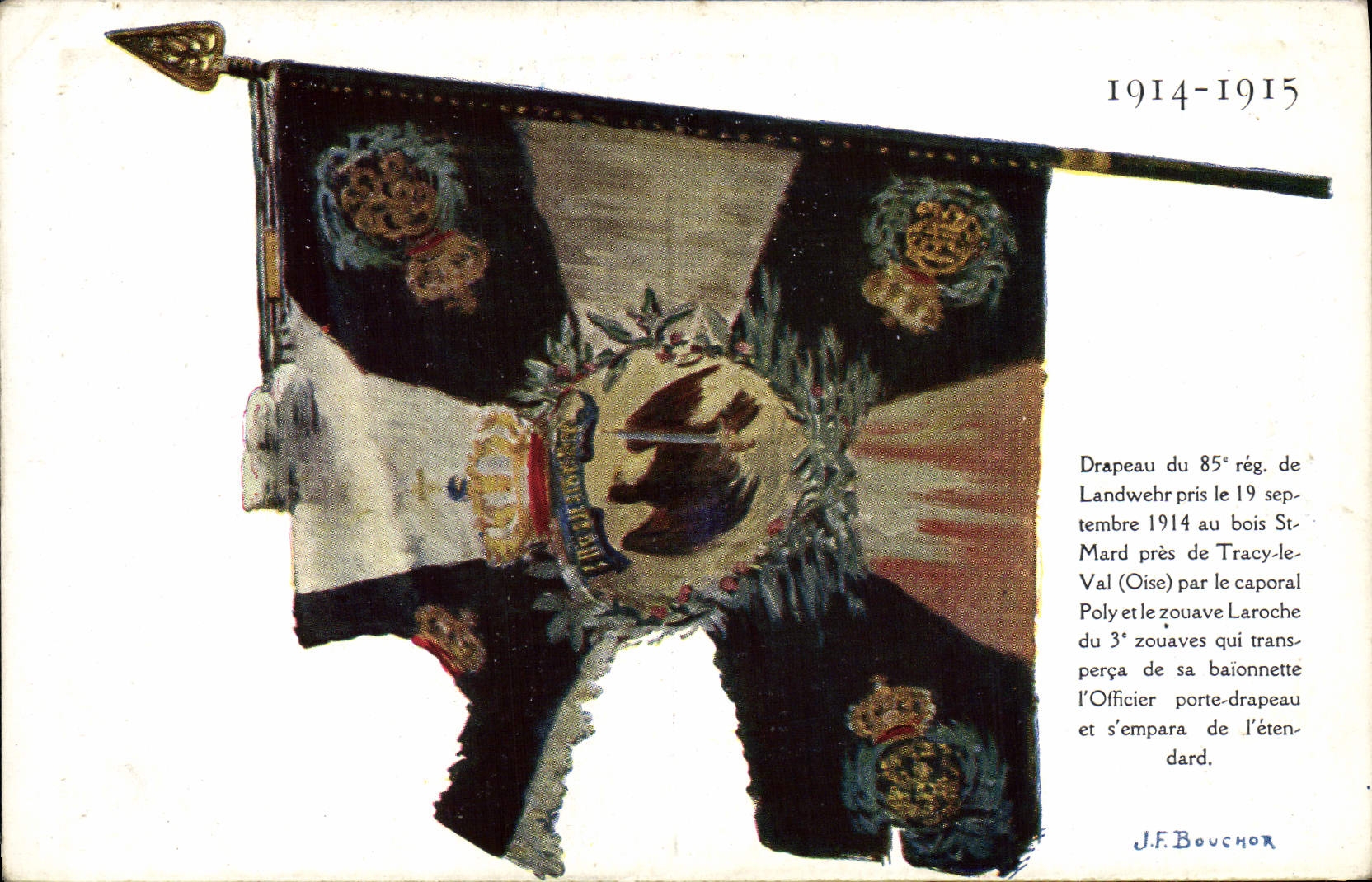 CPA Militaria Drapeau du 85eme regiment de Landwehr