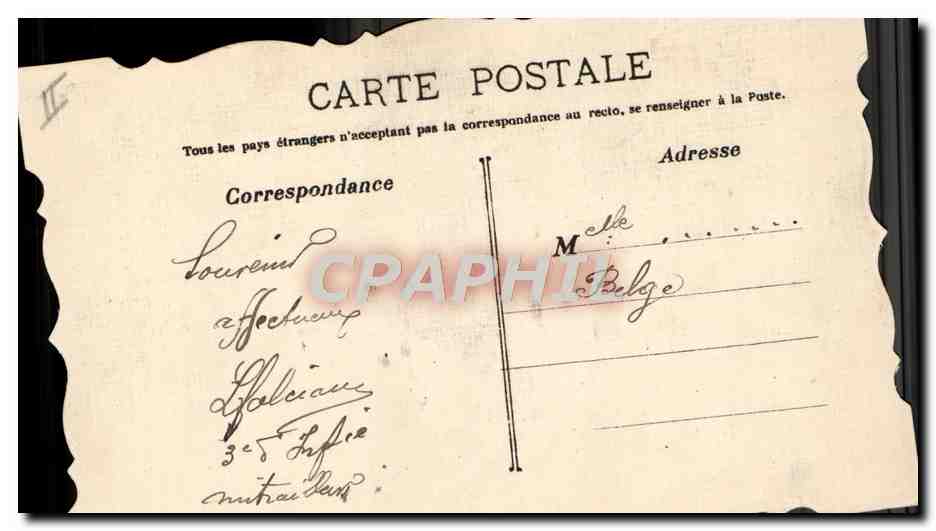 CPA Militaria Drapeau Belgique (dessin a la main) — Rückseite