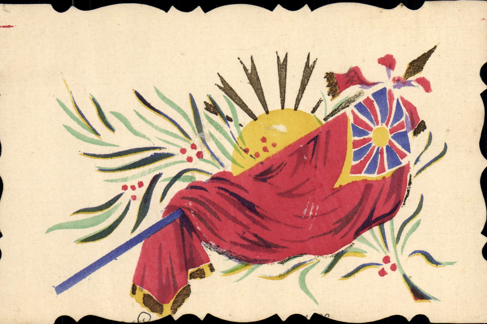 CPA Militaria Drapeau Angleterre (dessin a la main)