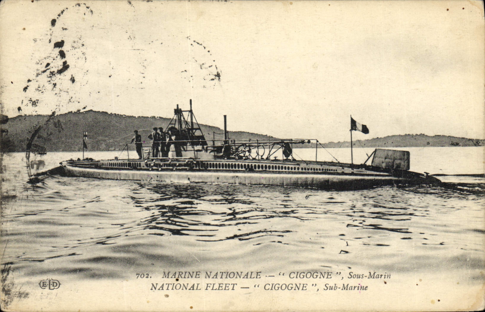 Marine Nationale — "Cigogne", Sous-Marin — Éditeur E.D. n°702