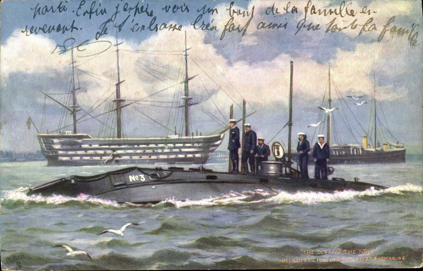 HMS VICTORY e il sottomarino moderno — Tuck & Sons, serie IV