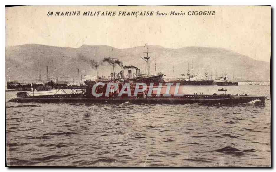 CPA Bateau Sous marin Sous-marin Cigogne 