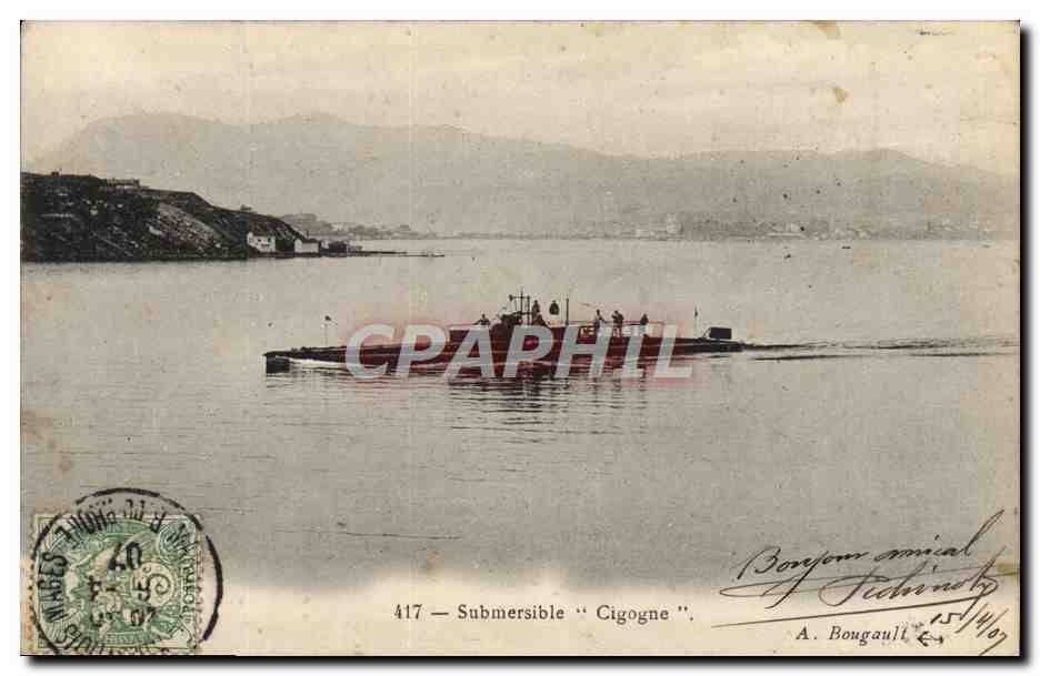 CPA Bateau Sous marin Sous-marin Submersible Cigogne