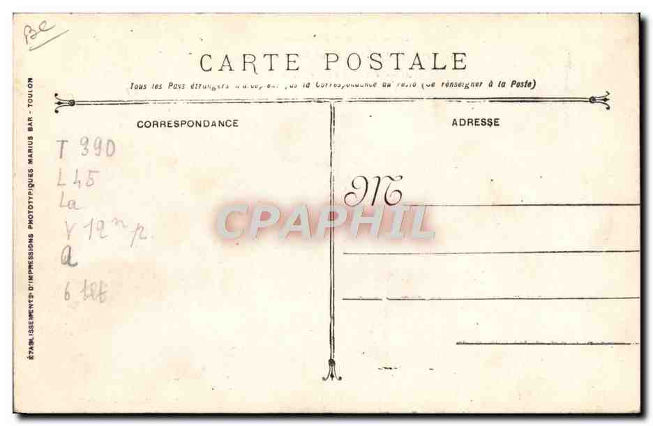 Torpilleur TOPAZE — Marine Militaire Française — Éditeur : Établissements d’Impressions Phototypiques Marius Bar, Toulon — Achterkant