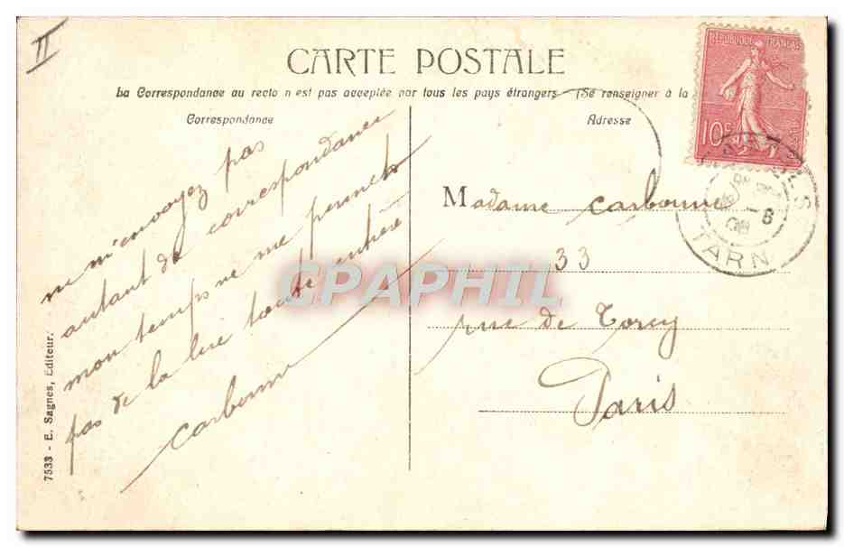 CPA Castres Le Theatre municipal — Verso