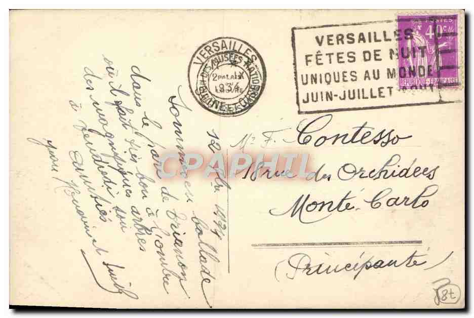 CPA Versailles Le Bassin de Latone — Verso