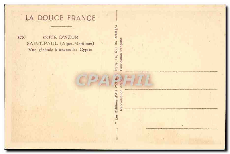 CPA Saint Paul Vue generale a travers les cypres — Rückseite