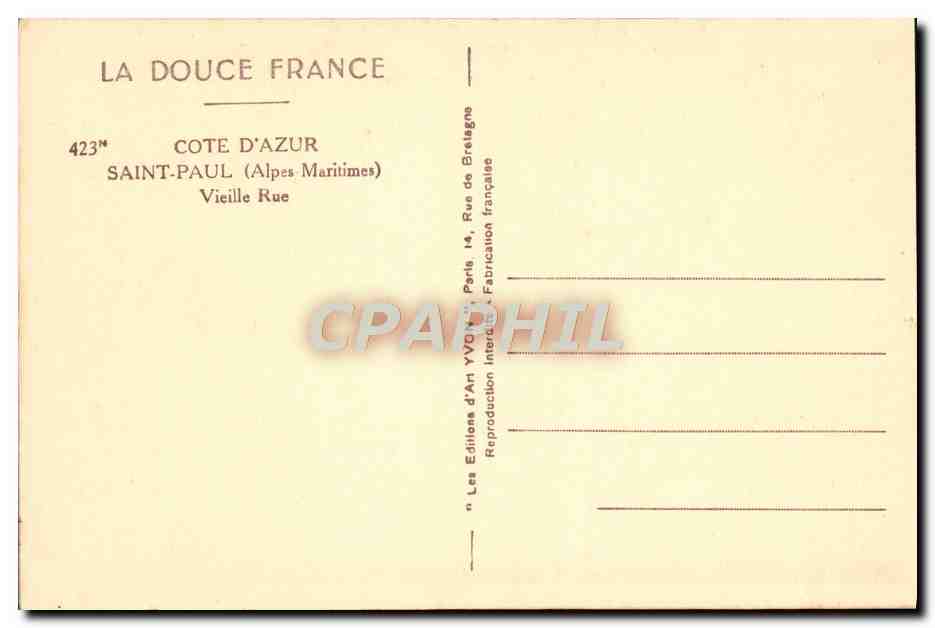 CPA Saint Paul Vieille rue  — Rückseite