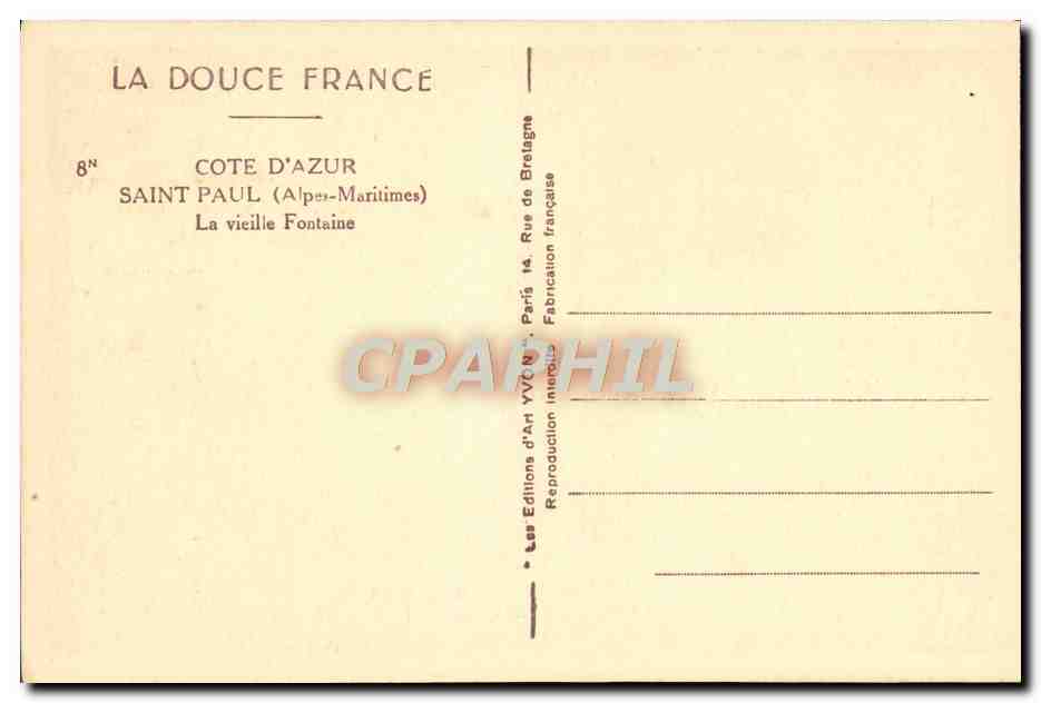 CPA Saint Paul La vieille Fontaine Femme  — Rückseite