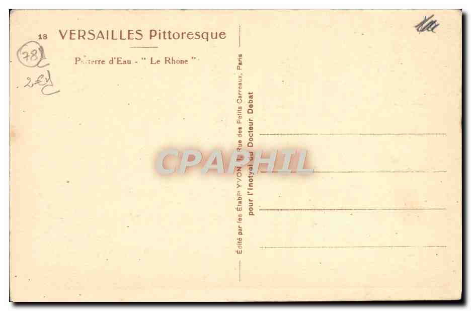CPA Versailles Parterre d'eau Le Rhone — Verso