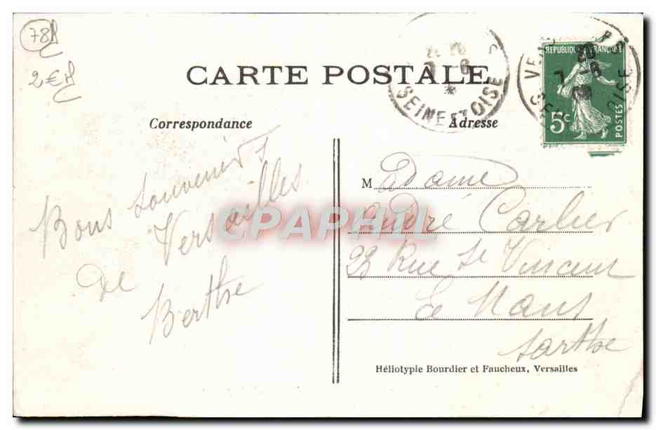 CPA Versailles Bassin de Neptune — Rückseite