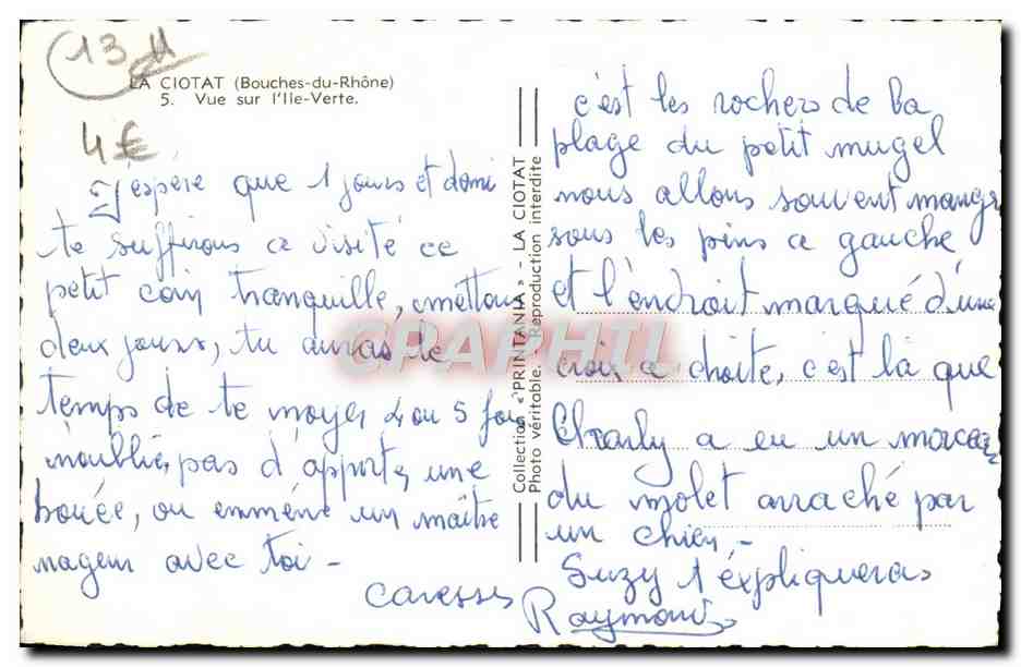 CPM La Clotat Vue Sur l'Ile Verte  — Rückseite