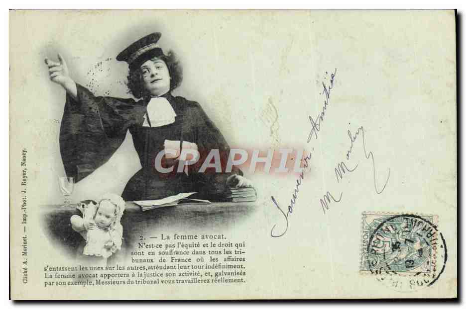 La femme avocat — Sujet féminin en robe d'avocat — cliché A. Mouchint, Nancy, n°2
