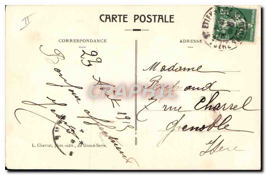 Saint-Étienne-de-Saint-Geoire (Isère) — MANDRIN au Combat de Baune — L. Charvat, phot.-édit., au Grand-Serre — Reverso