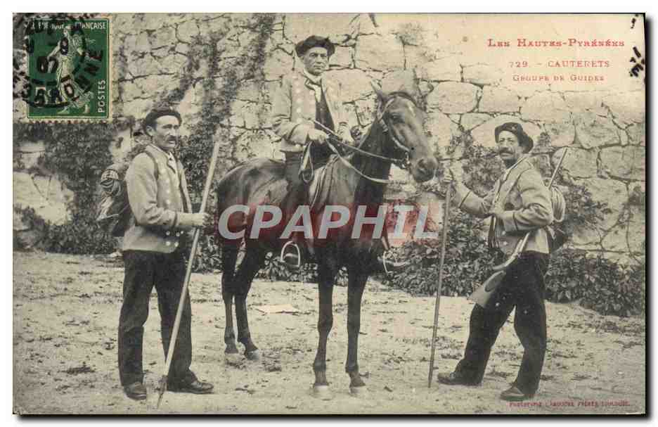 CPA Alpinisme Hautes Pyrenees Cauterets Groupe de guides Cheval TOP