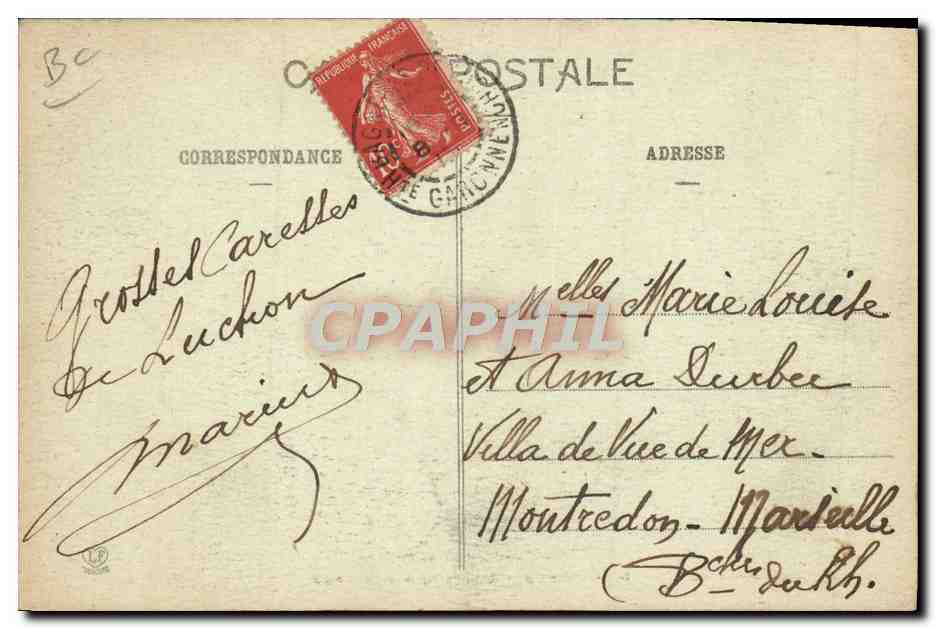 Luchon - Groupe de Guides à Pied — Phototype Lasbuche Frères, Toulouse, n°117 — Verso