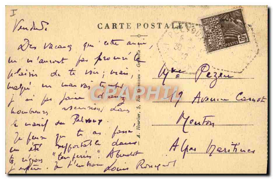 CPA Alpinisme Massif du Pelvoux Refuge Cezanne — Rückseite