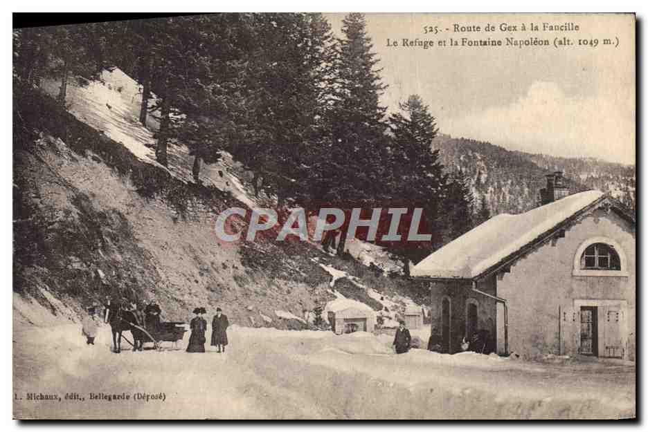 Route de Gex à la Fancille — Le Refuge et la Fontaine Napoléon (alt. 1049 m.) — Michaux, édit., Bellegarde (Déposé)