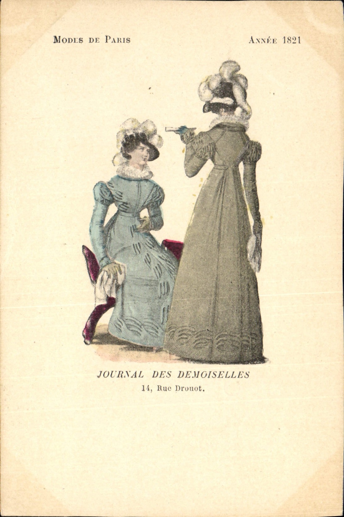 Modes de Paris — Année 1821 — Journal des Demoiselles, 14 Rue Drouot