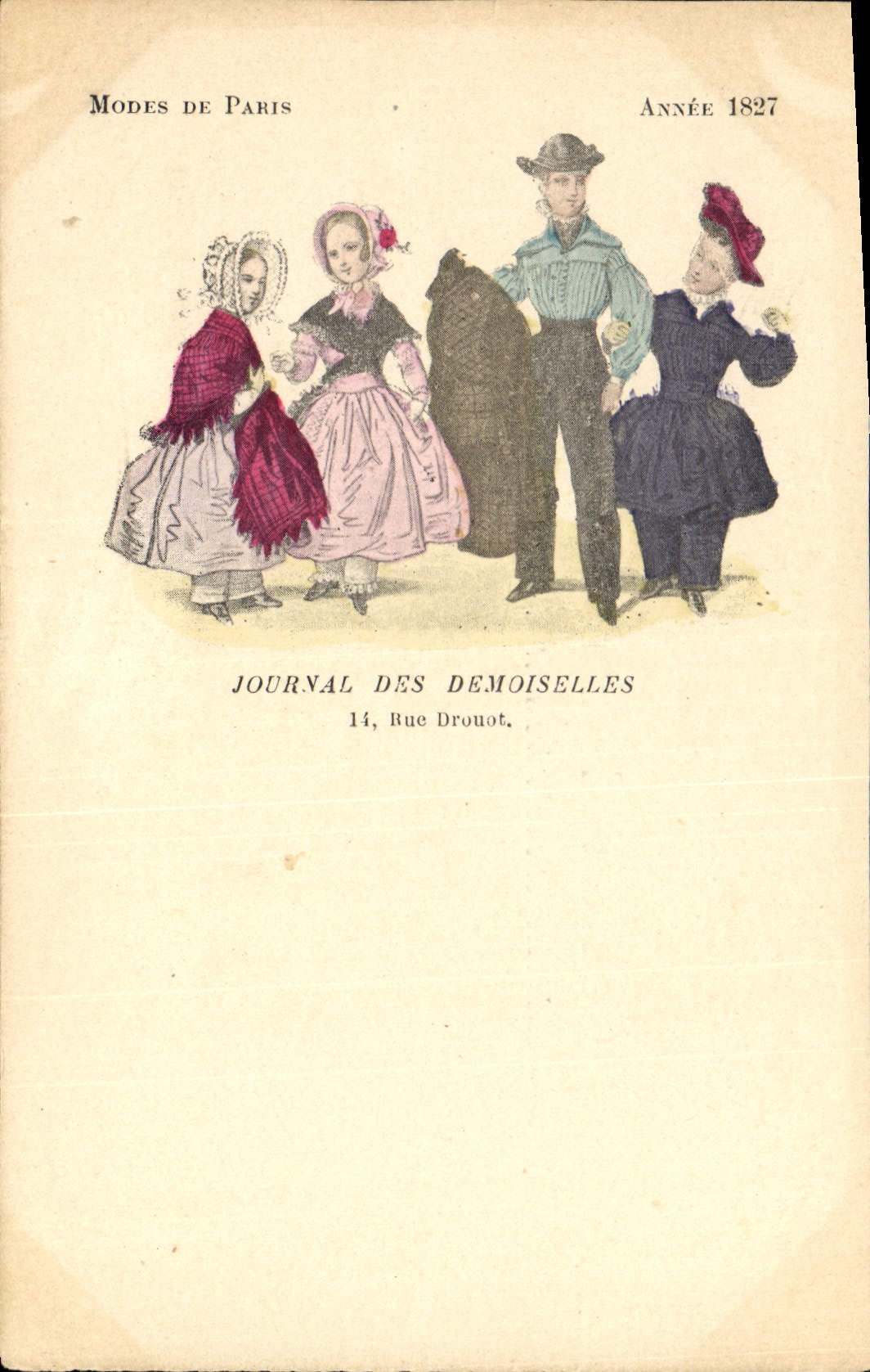Modes de Paris — Année 1827 — Journal des Demoiselles, 14 Rue Drouot