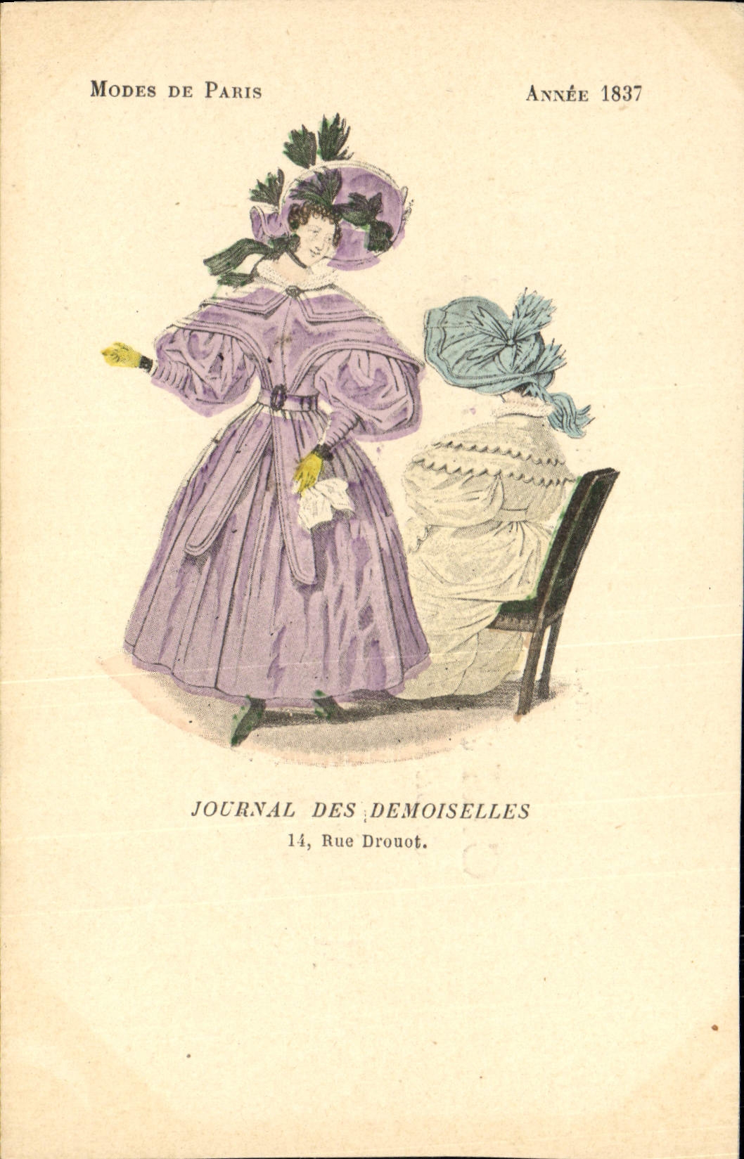 Modes de Paris — Année 1837 — Journal des Demoiselles, 14 Rue Drouot